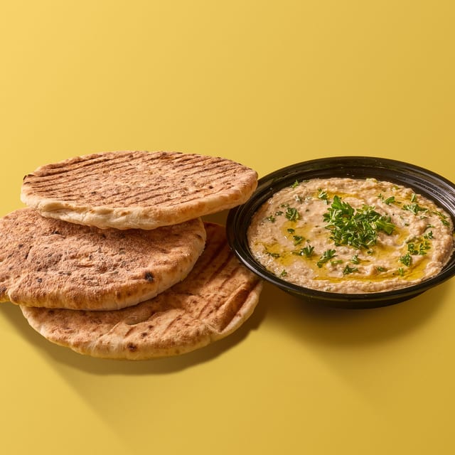 3 Toasted Pitas & Large Hummus.