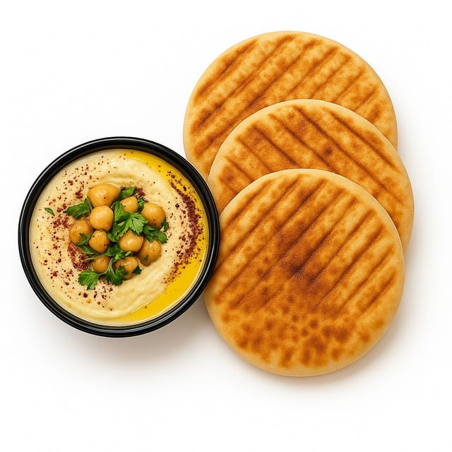 3 Toasted Pitas & Large Hummus.