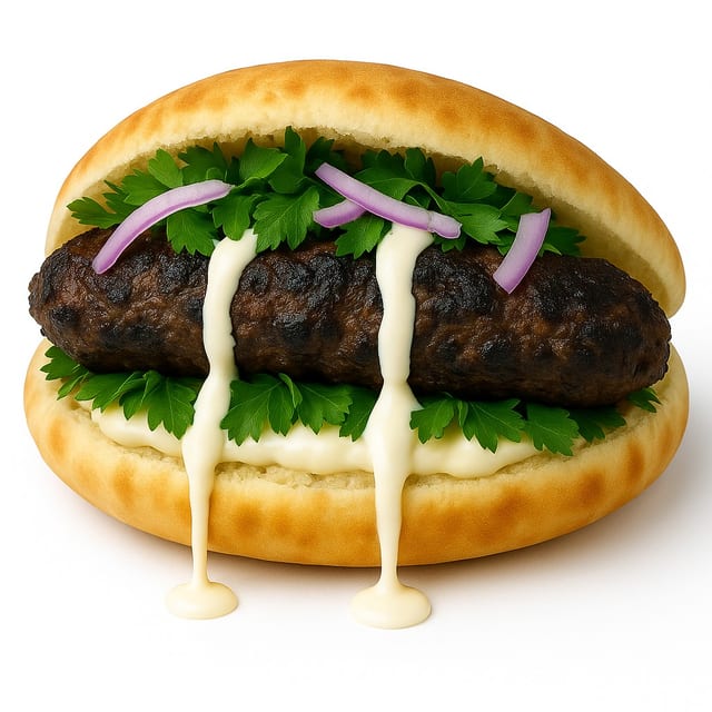 Egyptian Kofta Kabob Pita.