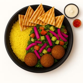 Falafel and Rice Vegan Bowl