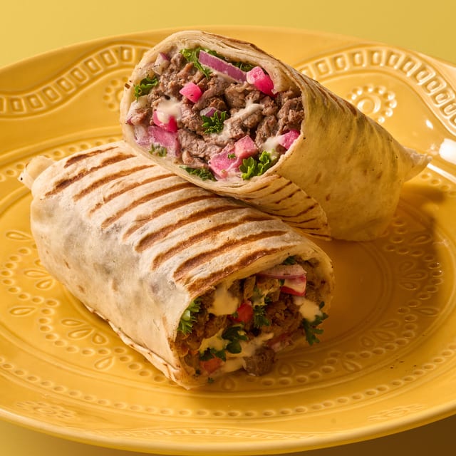Beef Shawarma Saj Wrap.