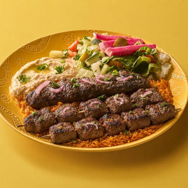 3 Combination plate (Kofta, Lamb Kabob, Beef Kabob).